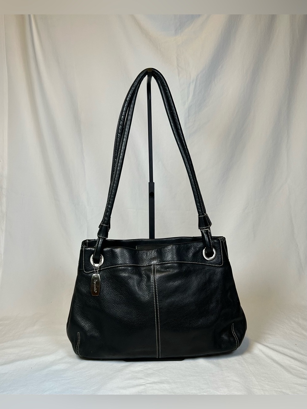 Tignanello Black Pebbled Leather Tote Shoulder Bag